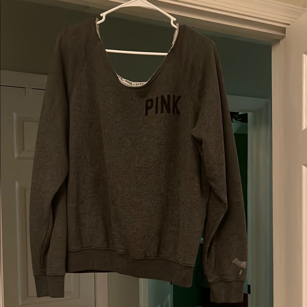 PINK Victoria's Secret Gray Crew Neck Sweater